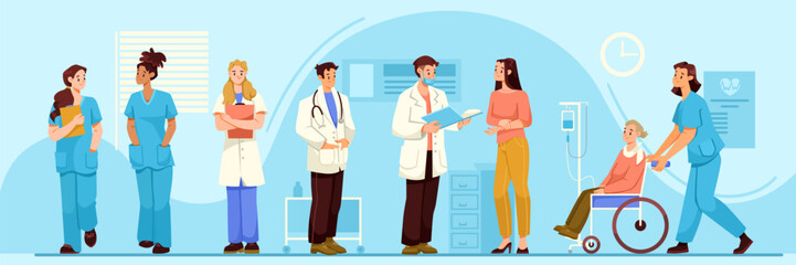 Man and Woman Doctor Character as Professional Hospital Worker Vector Illustration Set