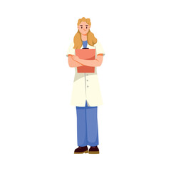 Woman Doctor Character as Professional Hospital Worker with Clipboard Vector Illustration