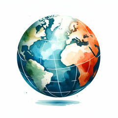 watercolor globe logo isolated on white background