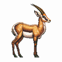 Pixelated art of a gazelle deer on white background