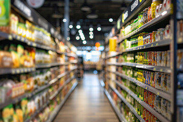 Completely blurry supermarket backdrop, shop aisle background