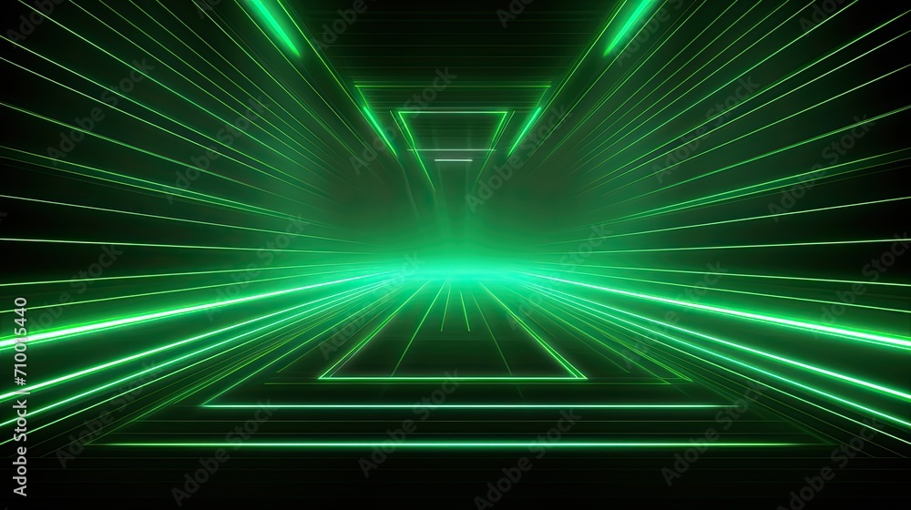 Poster abstract neon light geometric background. glowing neon lines. empty futuristic stage laser. green re