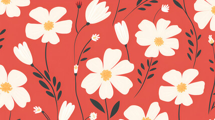 Illustrated flowers wallpaper