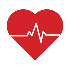 Heartbeat heart beat pulse flat icon for medical apps and websites. Vector Illustration.