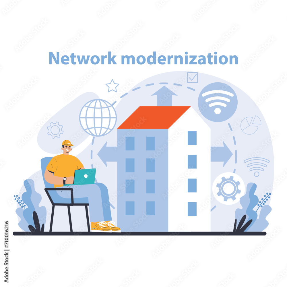 Poster wi-fi network. specialist setting up, developing and maintaining wireless fidelity equipment. secure