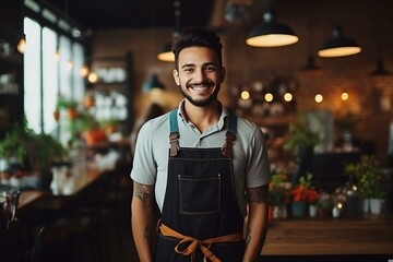 Smiling Barista in a Cozy Cafe Setting