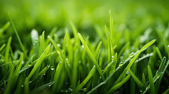 Close-up image of fresh spring green grass. Rich grass. Green nature background