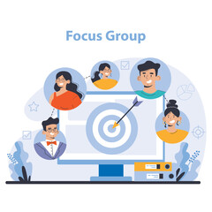 Trend watching. Specialist tracking new business trends. Forecasting, data analysis and promotion strategy development. Flat vector illustration