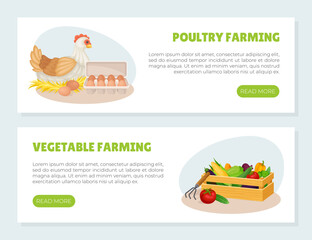 Agriculture and Farming Web Vertical Banner Design Vector Template