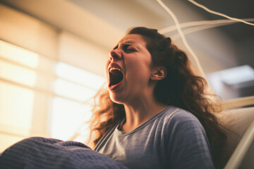 Woman screams in pain during contractions