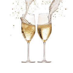 Glasses of  drinks  with splash isolated on transparent background