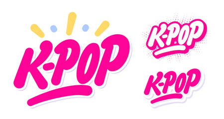 K-pop. Korean pop music style. Vector handwritten letterings. - obrazy, fototapety, plakaty