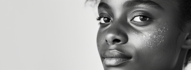 African American girl black and white close-up portrait Generative AI