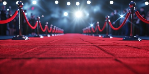 empty red carpet of actors and celebrities Generative AI - obrazy, fototapety, plakaty