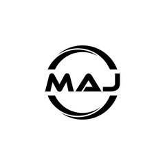 MAJ letter logo design with white background in illustrator, cube logo, vector logo, modern alphabet font overlap style. calligraphy designs for logo, Poster, Invitation, etc.