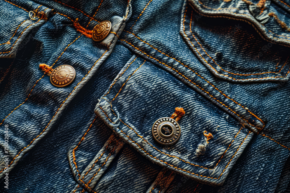 Poster denim texture with buttons and pockets
