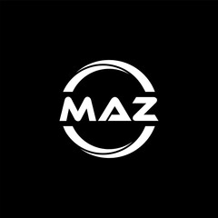 MAZ letter logo design with black background in illustrator, cube logo, vector logo, modern alphabet font overlap style. calligraphy designs for logo, Poster, Invitation, etc.