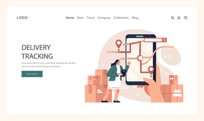 Delivery of goods web banner or landing page set. Warehousing, logistics and delivery of customer' order. Transportation and distribution service. Flat vector illustration
