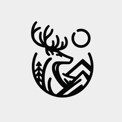 Deer Head Logo Design. Deer Logo Vector Illustration. Stylish geometric shape deer logo type, Attractive design,