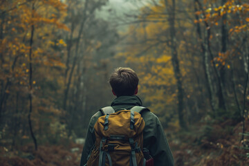 Fototapeta premium Traveler at a breathtaking natural landmark, showcasing the beauty of exploration 