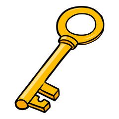 golden key illustration hand drawn colored vector drawing