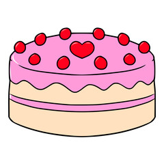 delicious pink pink cake illustration hand drawn colored vector drawing