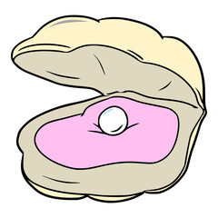 clam pearl illustration hand drawn colored vector drawing