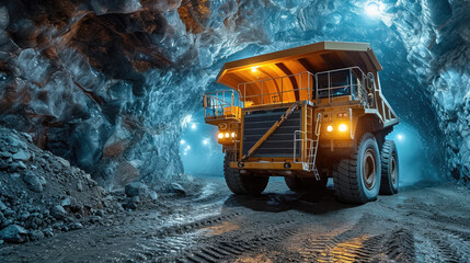 Underground mining machinery, Truck, Transport. Generative AI.