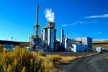 Fototapeta na wymiar landfill gas plant capturing the methane from the decomposing waste