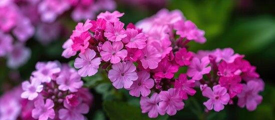 Obraz premium Numerous small pink verbena blooms