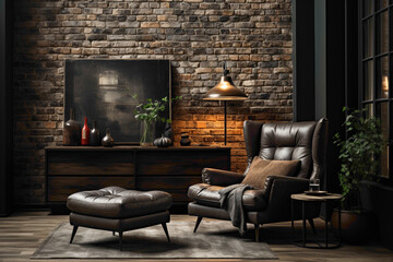 Picture the simplicity and sophistication of a dark interior brick wall, setting the tone for an inviting and stylish atmosphere. 