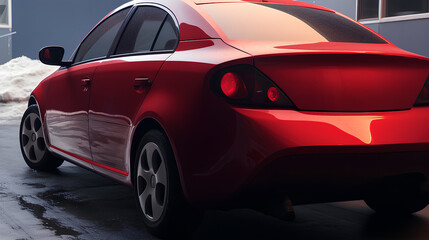 Fototapeta na wymiar Close-up, a red modern car.
