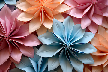 Pastel-colored origami patterns, adding a touch of creativity to presentations on innovation and problem-solving.