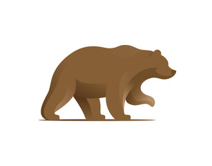 Grizzly bear flat vector cartoon illustration. The brown bear cute illustration. Cartoon character of big mammal animal.