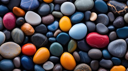Abstract background with pebbles. Colorful wet beach rocks and stones background