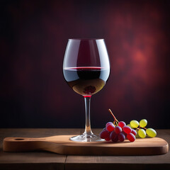 Glass with red wine on a dark background