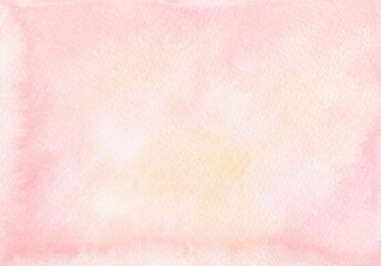 Peach watercolor abstract background with gradient hand-drawn. A banner in pastel shades with a place for text for decoration, design, postcards, business cards, greetings, weddings.