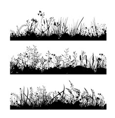 Set of monochrome meadow grass. Grass silhouette. hand drawing. Not AI, Vector illustration