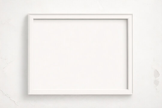 Realistic empty picture frame. Poster in the frame on the wall. Blank white picture mockup template. Vector design