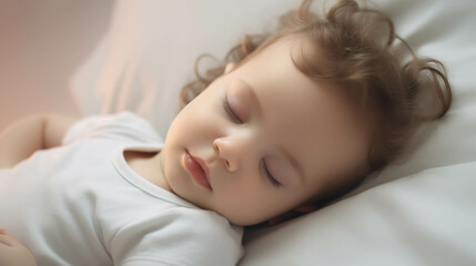 Fototapeta na wymiar newborn baby sleeping in bed.