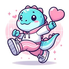 A cute kawaii Dino on a Joggers outfit.
