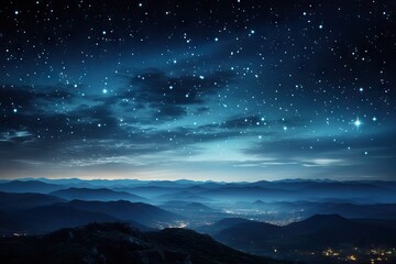 A breathtaking starry sky above silhouette mountain range at night