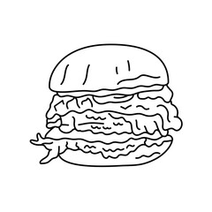 Hamburger color element. Cartoon street food.