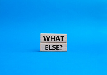 What else symbol. Concept word What else on wooden blocks. Beautiful blue background. Business and What else concept. Copy space