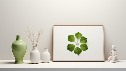 St. Patrick's Day decorations on a white background, clean lines and contemporary aesthetics to capture the essence of the Irish celebration in a sleek and visually appealing scene.