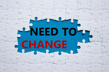Need to change symbol. Concept words Need to change on white puzzle. Beautiful blue background....