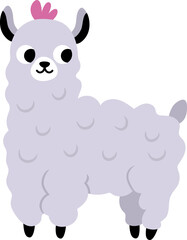 Vector llama illustration for children. Cute animal character for kids. Cartoon alpaca icon isolated on white background.