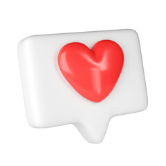 3D white frame with heart and love emoji. Social media online platform concept icon, online communication on application. For Valentine day, Mother day, Women day, wedding, sticker, greeting card