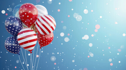 Patriotic pride ascends; balloons adorned with stars and stripes rise, reflecting the celebratory spirit of President's Day in the USA