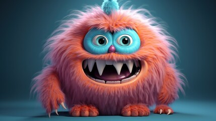 Obraz premium Cute and adorable furry monster characters AI generated image